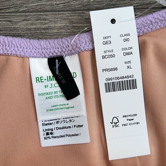 J.CREW Textured Cheeky Bikini Bottom XL High Cut Curved-Waist Light Purple NWT - Picture 2 of 6